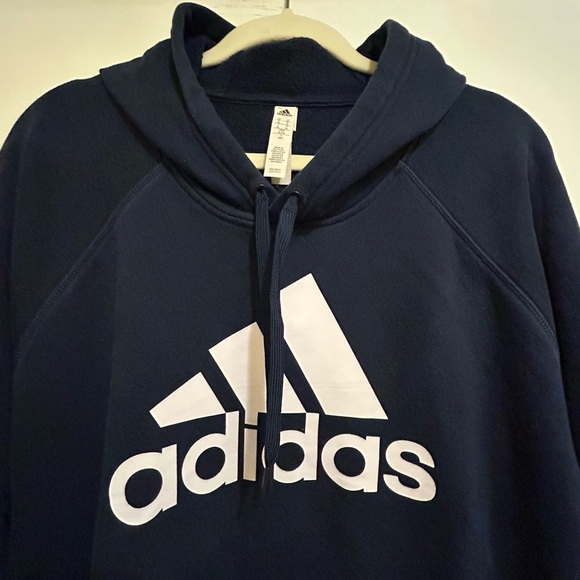 Adidas Unisex Like New Navy Blue Hoodie with White Logo, Size XL - Picture 2 of 7